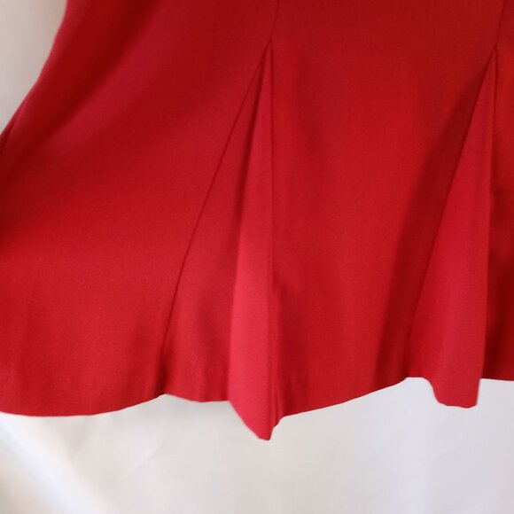 Talbots Petites Red Fit & Flare Dress Ruffle Accents Size 6P Lined - Picture 6 of 8